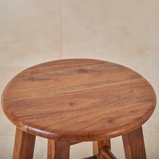 Helios Solid Wood Set of 2 Bar Stools - Brown