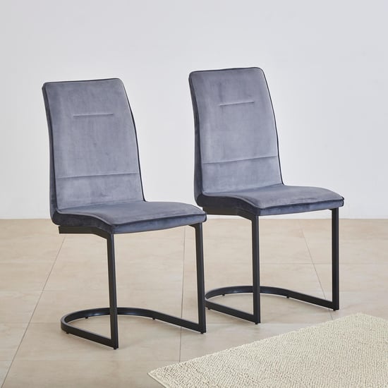 Polaris Set of 2 Fabric Dining Chairs - Grey