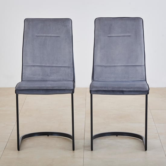 Polaris Set of 2 Fabric Dining Chairs - Grey