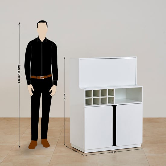 Polaris Bar Cabinet with Serving Counter - White