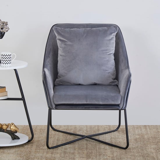 Polaris Velvet Tea Chair - Grey