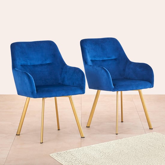 Velvetica Set of 2 Velvet Dining Chairs - Blue