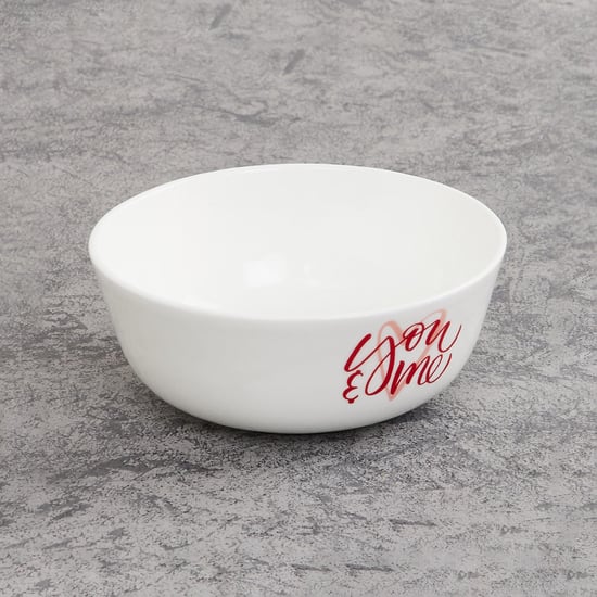 Valentine White Printed Bone China Cereal Bowl - 360ml