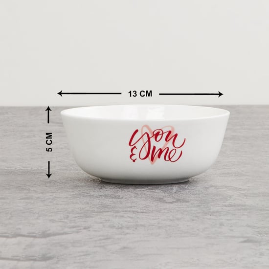 Valentine White Printed Bone China Cereal Bowl - 360ml