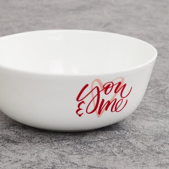 Valentine White Printed Bone China Cereal Bowl - 360ml
