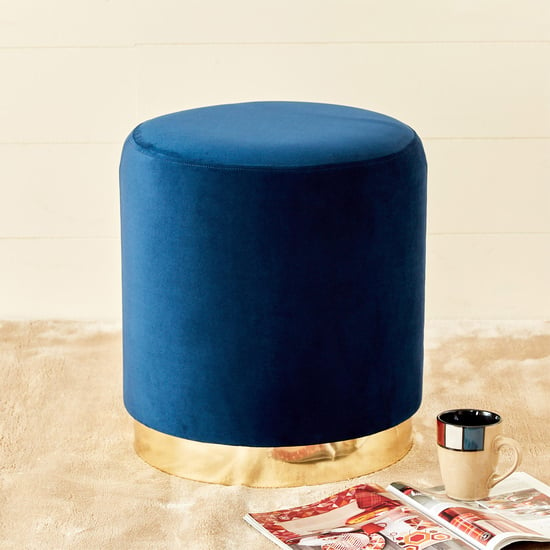 Velvetica Fabric Ottoman - Blue