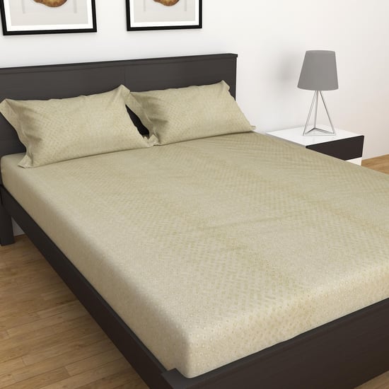 My Bedding Cotton 154TC 3Pcs Printed Fitted Queen Bedsheet Set