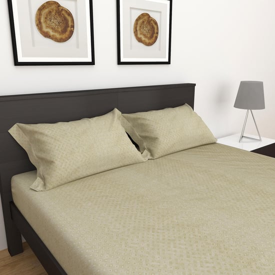 My Bedding Cotton 154TC 3Pcs Printed Fitted Queen Bedsheet Set