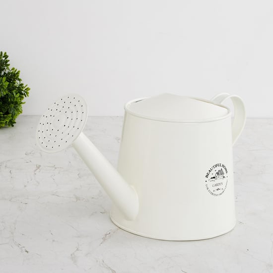 Beautiful Home Off-White Printed Metal Water Can
