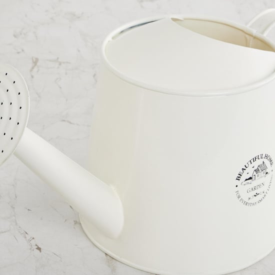 Beautiful Home Off-White Printed Metal Water Can