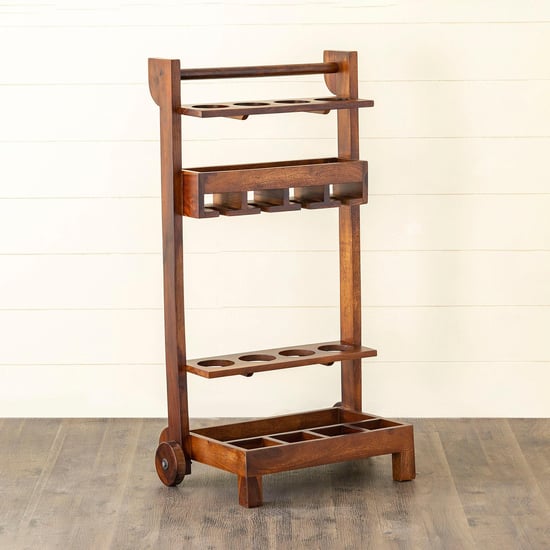 Helios Swastik Wine Trolley - Brown