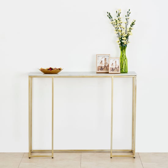 Velvetica Marble Top Console Table - Gold