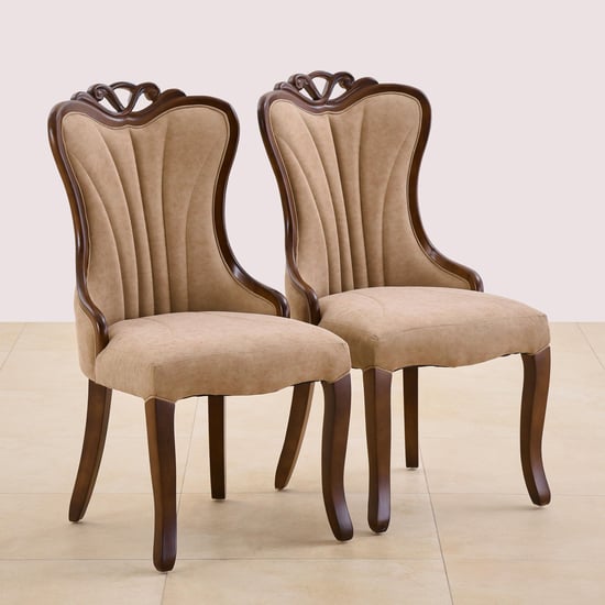 Empire Set of 2 Faux Leather Dining Chairs - Beige