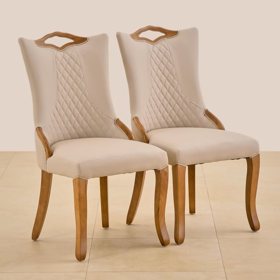 Prince Set of 2 Faux Leather Dining Chairs - Off-White