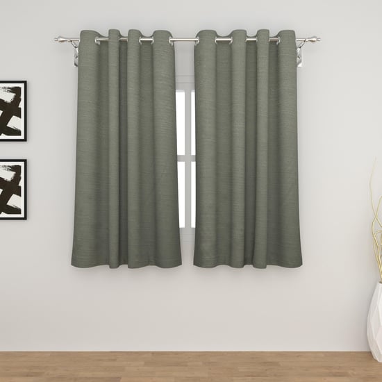 Marshmallow Grey Solid Blackout Window Curtains - 120x160cm - Set of 2