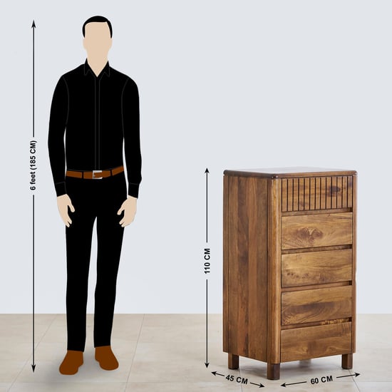 Olivia Mango Wood Chest of 4 Drawers - Brown