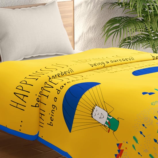 PORTICO Happiness Is Yellow Printed Microfiber Single Blanket