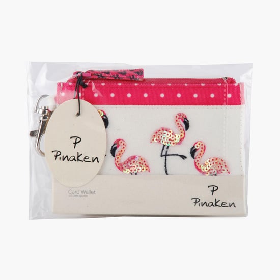 PINAKEN Flamingo Blush Multicolour Printed Card Holder