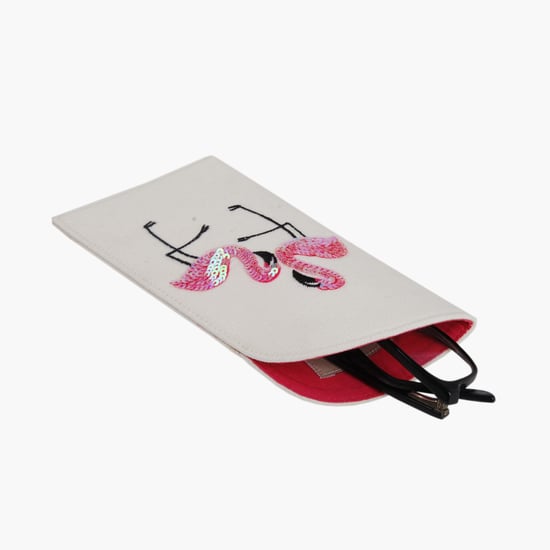 PINAKEN Flamingo Blush Multicolour Printed Spectacle Cover - 18x9cm