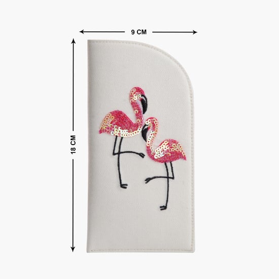 PINAKEN Flamingo Blush Multicolour Printed Spectacle Cover - 18x9cm