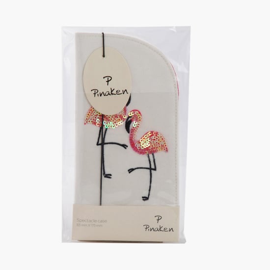 PINAKEN Flamingo Blush Multicolour Printed Spectacle Cover - 18x9cm