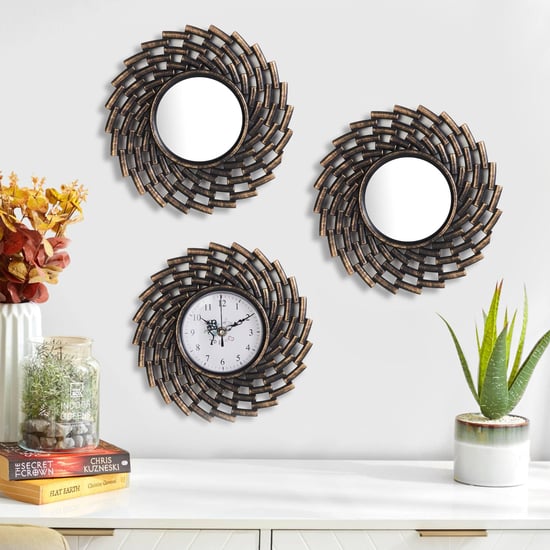 Corsica Telsa 3Pcs Wall Mirror and Clock Set