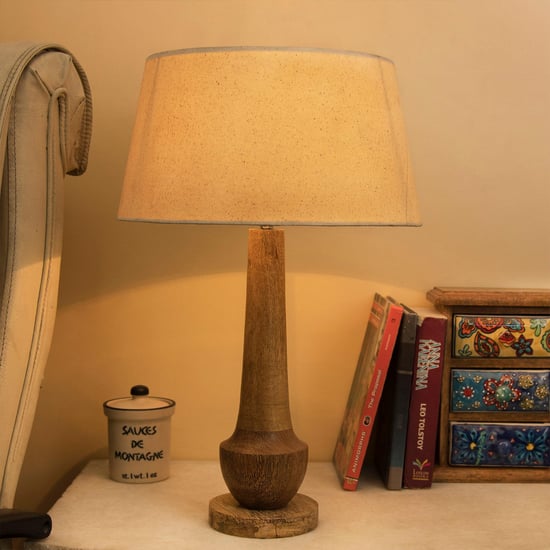 HOMESAKE Contemporary Decor Brown Wooden Table Lamp