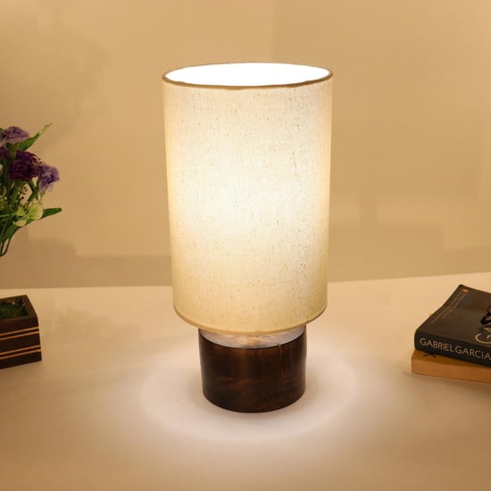 HOMESAKE Contemporary Decor White Wooden Table Lamp With Shade