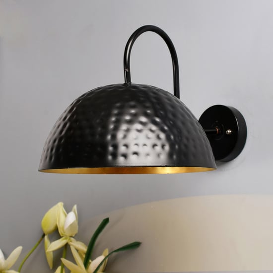 HOMESAKE Contemporary Decor Black Textured Metal Wall Lamp