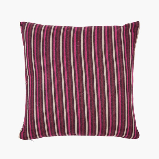 PORTICO Enchant Purple Striped Cotton Cushion Cover - 41x41cm