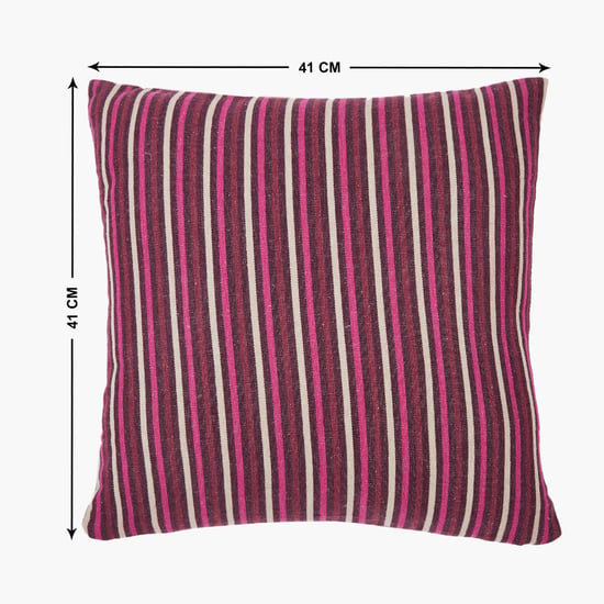 PORTICO Enchant Purple Striped Cotton Cushion Cover - 41x41cm