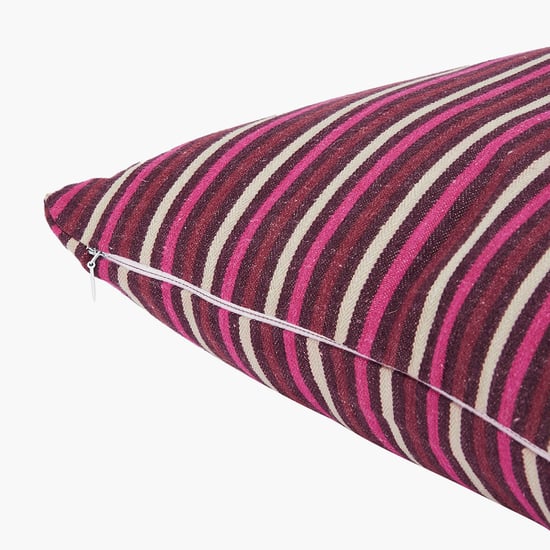 PORTICO Enchant Purple Striped Cotton Cushion Cover - 41x41cm