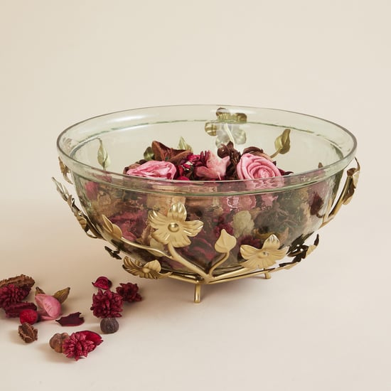 Fiesta Glass Potpourri Bowl with Metal Stand