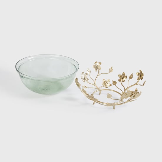 Fiesta Glass Potpourri Bowl with Metal Stand