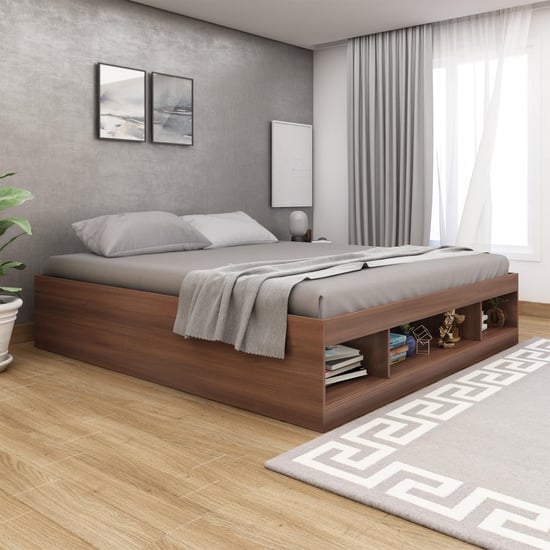 Helios Lewis Bronx Queen Bed with Box Storage - Brown