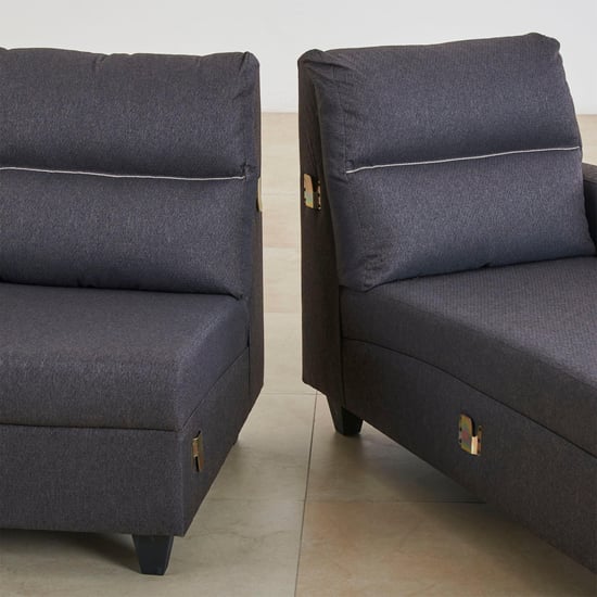 Helios Clary Fabric 3-Seater Right Corner Sofa with Chaise - Grey