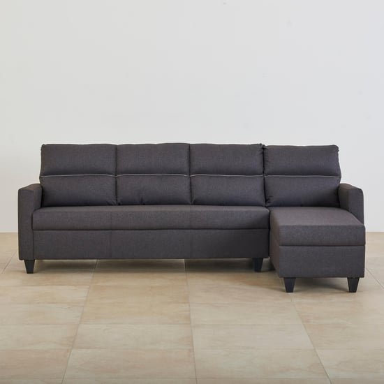 Helios Clary Fabric 3-Seater Right Corner Sofa with Chaise - Grey