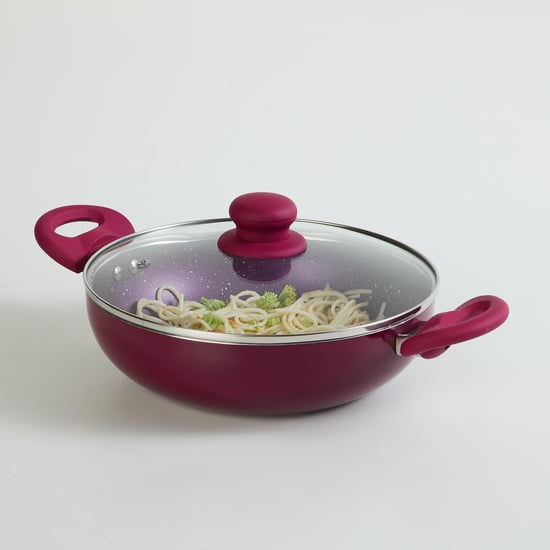 Colour Connect Aluminium Kadhai with Lid - 24cm