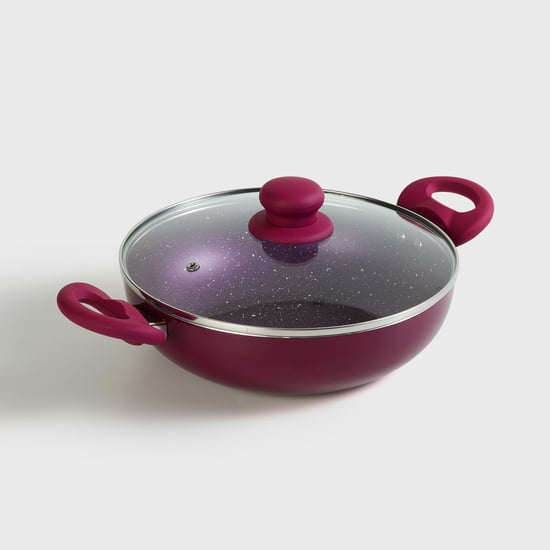 Colour Connect Aluminium Kadhai with Lid - 24cm