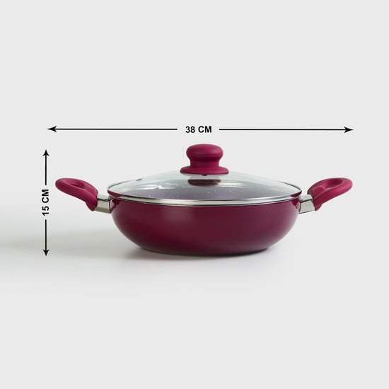 Colour Connect Aluminium Kadhai with Lid - 24cm
