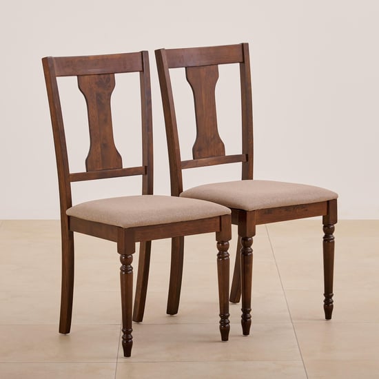 Helios Zoe Set of 2 Fabric Dining Chairs - Brown