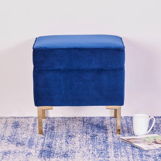 Velvetica Fabric Ottoman - Blue