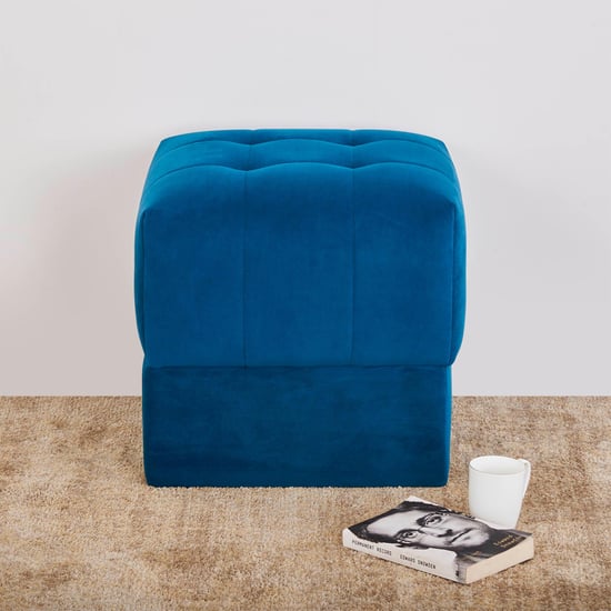 Velvetica Fabric Ottoman - Blue