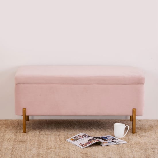 Monarch Velvet Bench with Storage - Pink