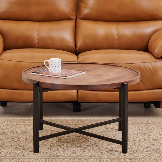 Helios Ajax Mango Wood Top Coffee Table - Brown and Black