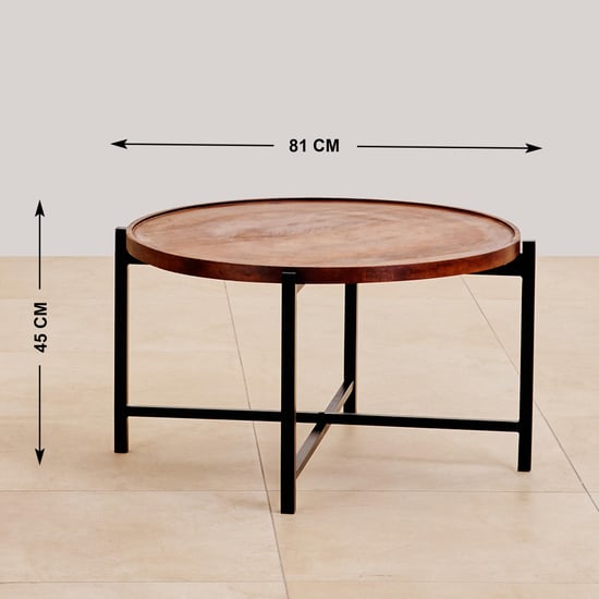 Helios Ajax Mango Wood Top Coffee Table - Brown and Black