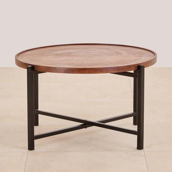 Helios Ajax Mango Wood Top Coffee Table - Brown and Black