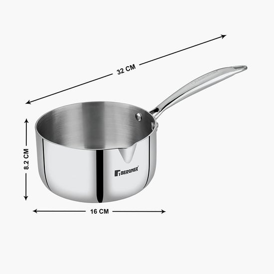 BERGNER Argent Silver Stainless Steel Induction-Base Saucepan - 16cm