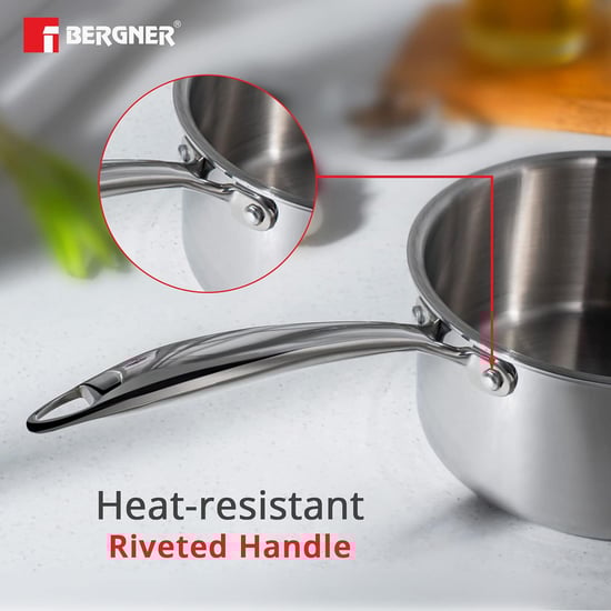 BERGNER Argent Silver Stainless Steel Induction-Base Saucepan - 16cm