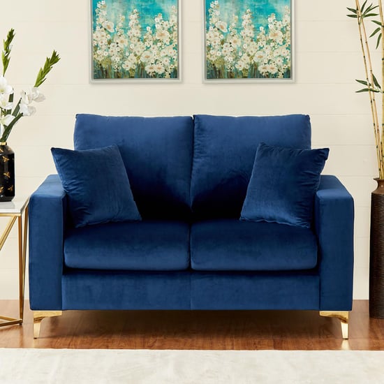 Noir Novelty Velvet 2-Seater Sofa - Blue